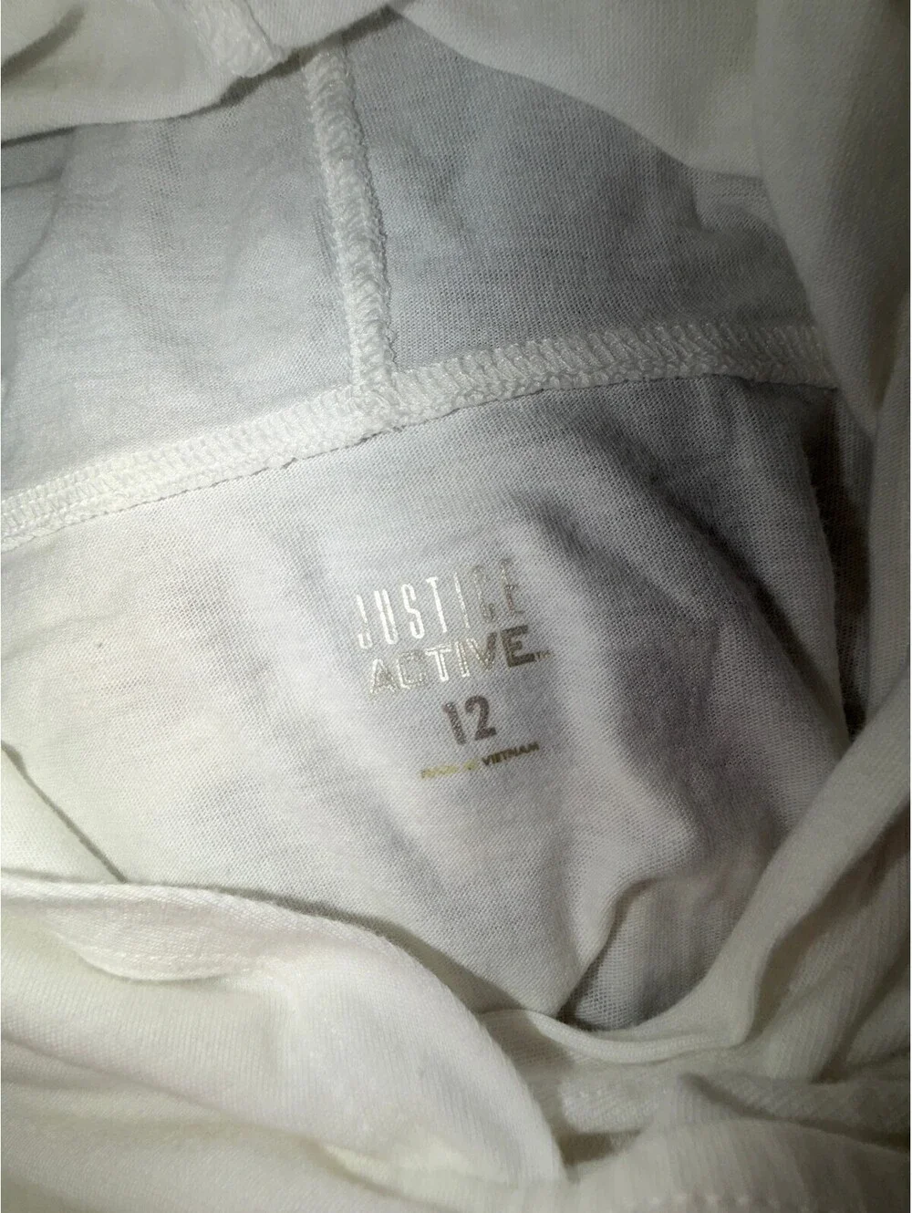 Justice Active Girls Size 12 White Fierce Fabulous Hooded Shirt
